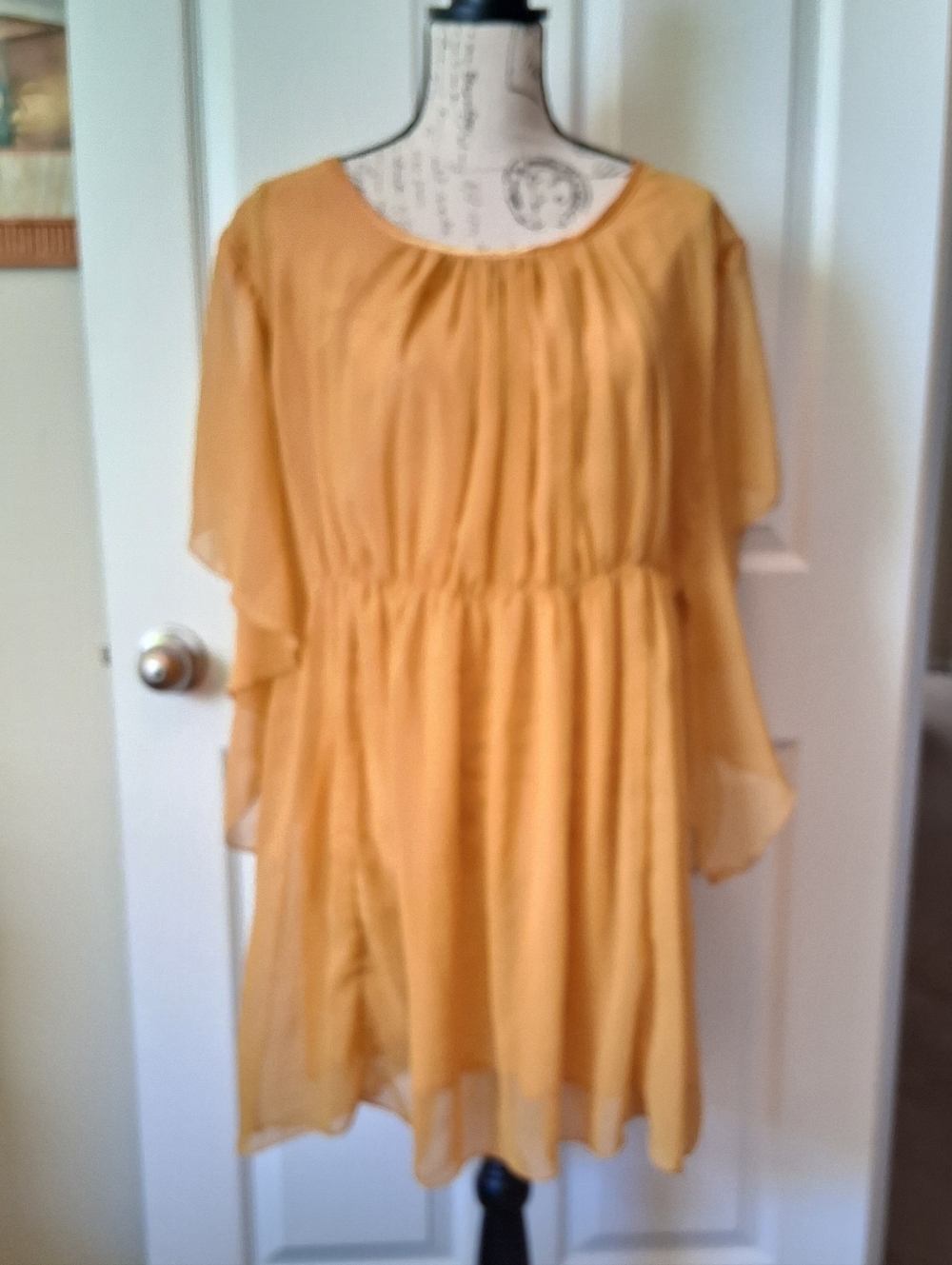 Yellow Sheer Tunic Dress. Size Large